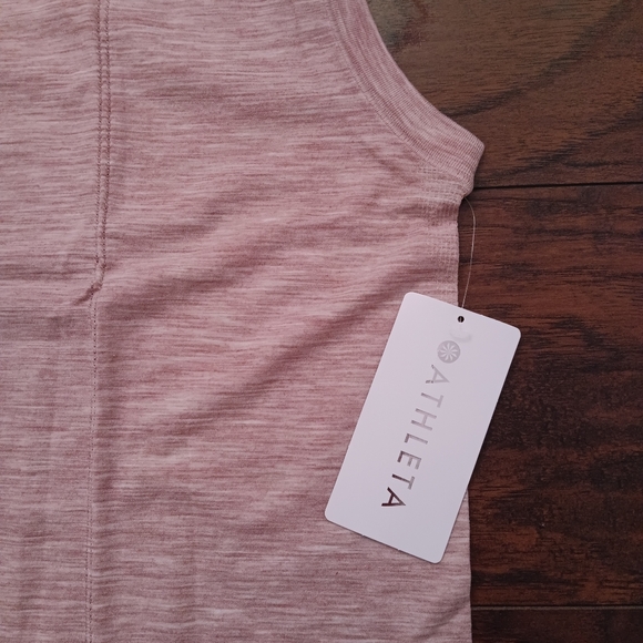 NWT ATHLETA ASCENT SEAMLESS TANK IN MOCA. SIZE XXS. BLEND OF DUSTY PINK/CREAM - Picture 6 of 9